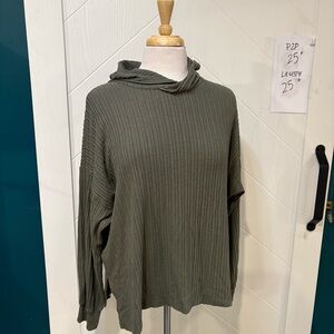 American Eagle Olive Ribbed Hooded Top | Oversized‎ Cozy Casual/ Medium
